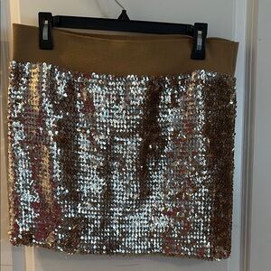 Lily White Gold Sequin Mini Pencil Skirt